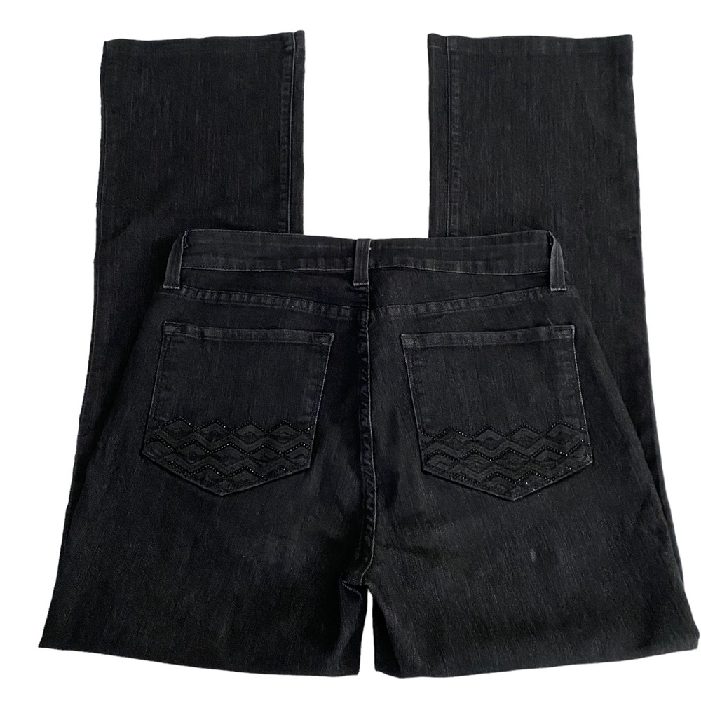 NYDJ Lift Tuck Technology Studded Rhinestones Bootcut Jeans Women’s Size 8 Black - Picture 14 of 14